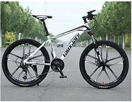HCMNME Mountain Bike Bicicletta durevole di alta qualità, Sport all'aria aperta MTB sospensione anteriore 30 velocità con Mountain Bike 26" 10 razze con freni a doppio petrolio e HighCarbon telaio in acciaio, bianco sport