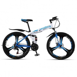 AYDQC Mountain Bike Biciclette da 26 pollici, mountain bike, biciclette pieghevoli per adulti, smorzamento 3 coltello ruota bicicletta, fuoristrada a velocità variabile da corsa uomini e donne, 24 velocità, blu bianco fe