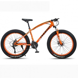 LZHi1 Bici Biciclette Di Montagna Da 26 Pollici Di Grasso Per Donna E Uomini, 24 Velocità In Acciaio Al Carbonio In Acciaio Al Carbonio In Montagna Per Adulti Con Freni A Doppio Disco, Sport (Color:Arancio nero)