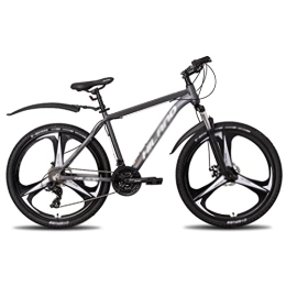  Bici Bicycles for Adults 26 inch 21 Speed Aluminum Alloy Suspension Fork Bicycle Double Disc Brake Mountain Bike and Fenders (Color : Gray)