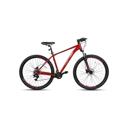  Bici Bicycles for Adults Mountain Bike for Men Adult Bicycle Aluminum Hydraulic Disc-Brake 16-Speed with Lock-Out Suspension Fork (Color : Red, Size : Large)