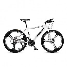 WYJBD Bici Country Mountain Bike 24 / 26 pollici Double Disc Brake adulti MTB una ruota Cross Country cambio di una bicicletta hardtail Mountain bike con sede regolabile in acciaio al carbonio Bianco 3 Cutter WYJB