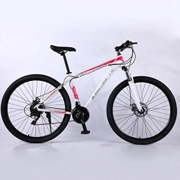 Alapaste Mountain Bike Design Ergonomico Confortevole Sella Regolabile Bici, Non-scivolare Confortevole Manubrio Bici, 34.1 Pollici 27 Velocità Sospensioni Anteriori Mountain Bici-Rosso bianco 34.1 pollici.27 velocità