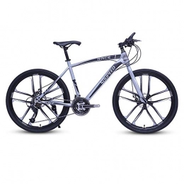 DGAGD Bici DGAGD 26 Pollici Mountain Bike Bicicletta Adulto Portatile Strada Bicicletta a velocità variabile Dieci Ruote da Taglio-Grigio Argento_30 velocità