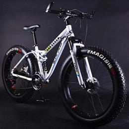 Domrx Mountain Bike Domrx Bicicletta da 26 Pollici con Assorbimento degli Urti Freni a Doppio Disco Beach Bold Tyre Speed ​​off Road Mountain Bicycle-White Green_24 Speed