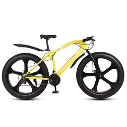 DULPLAY Mountain Bike DULPLAY 26 Pollici Fat Tire Hardtail Mountain Bike, Telaio Doppia Sospensione E Forcella Di Sospensione Tutti I Terreni Bici Da Neve, Uomini Bicicletta MTB Yellow 5 Spoke 26" 27-Velocità