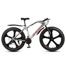 DULPLAY Mountain Bike DULPLAY Pneumatici da 26 pollici, pneumatici grassi Hardtail MTB, telaio a doppia sospensione e sospensione forcella All Terrain Mountain Bike Silver 5 Spoke 26", 27 marce