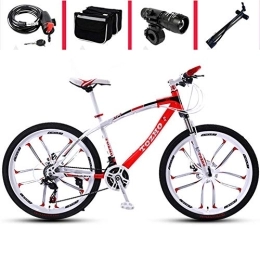  Mountain Bike Elegante Mountain Bike, Doppio Freno Fuoristrada da Corsa per Uomini e Donne Scooter Bicicletta per Adulti 26 Pollici / Bicicletta a 30 velocità, Rosso, 24 Pollici