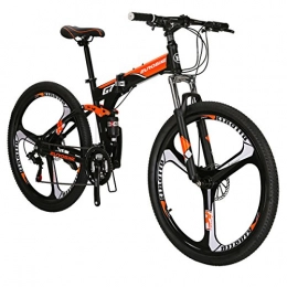 EUROBIKE Mountain Bike Eurobike G7 - Mountain bike, 21 velocità, telaio in acciaio, ruote da 27, 5”, a doppia sospensione, pieghevole, Blackred- K Wheel