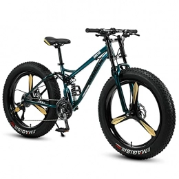 NZKW Mountain Bike Fat Tire Bike per Uomo Donna, Ruote da 26 Pollici, Pneumatici Nodeggiati Larghi da 4 Pollici 7 / 21 / 24 / 27 / 30 velocità Bicicletta da Montagna Neve da Spiaggia, Doppia Sospensione e Fr