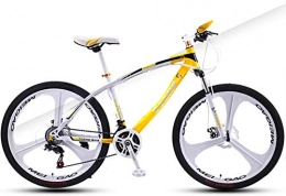 Fitnes Mountain Bike Fitnes 26 Pollici Mountain Bike, Doppio Freno a Disco Hardtail Mountain Bike da Uomo, Bicicletta Sedile Regolabile, Alto tenore di Carbonio-Telaio in Acciaio, Yellow 3 Spoke, 21 Speed