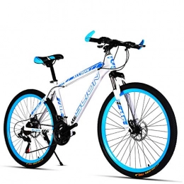 Fslt Bici Fslt Bicicletta Mountain Bike Cambio a velocità variabile Doppi Freni a Disco Cerchio in Lega di Alluminio Studenti Uomini e Donne-Bianco_Blue_27 velocità