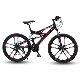 Great Bici GREAT Mountain Bike, 21 velocità Mountain Bike, 26 Pollici Ruote per Biciclette A Sospensione per Biciclette per Biciclette Bici Comodo E Soft Sella Doppia Disco Freno Disco Freno(Color:Rosso)