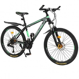 HAZYJT Mountain Bike HAZYJT Mountain Bike, con 21 Freni a Disco Doppio di velocità, Forcella della Sospensione Posteriore Antiscivolo MTB per Adulti (26 Pollici), Black And Green