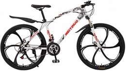 HCMNME Mountain Bike HCMNME Mountain Bikes, Mountain Bike Bicycle da 26 Pollici Freno a Disco Adulto Bicicletta da Sei Ruote da taglierina Telaio in Lega con Freni a Disco (Color : White, Size : 27 Speed)