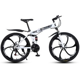 HEMSAK Bici HEMSAK Mountain Bike, Mountain Bike per Adulti, Bicicletta MTB a Sospensione Completa, Freni a Doppio Disco, Mountain Bike, Bici da Montagna per Ragazzi Adulti, Bianco