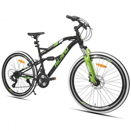 Hiland Mountain Bike HILAND Mountain bike a molle da 26 pollici, con freno a disco per uomini, donne, ragazzi, ragazze, 21 velocità, cambio Shimano nero