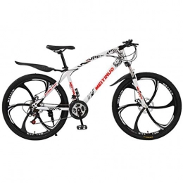 JLZXC Bici JLZXC Mountain Bike Bicycle Bicicletta Bici 26 '' Leggera della Sospensione in Acciaio al Carbonio Telaio 21 / 24 / 27 velocità Freno a Disco Pieno (Color : White, Size : 27speed)