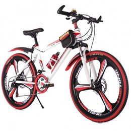 JLZXC Mountain Bike JLZXC Mountain Bike Mountain Bike, 26 Biciclette inch Wheel Uomini / Donne, Acciaio al Carbonio Telaio, Doppio Freno A Disco Anteriore Sospensione (Color : White+Red, Size : 21 Speed)
