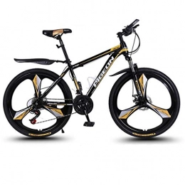 JLZXC Mountain Bike JLZXC Mountain Bike Mountain Bike, 26 Pollici Hardtail Acciaio al Carbonio Telaio della Bicicletta, Doppio Freno A Disco Anteriore Sospensione Anteriore, Mag Ruote, 24 velocità (Color : Gold)