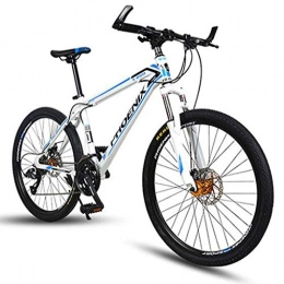 JLZXC Mountain Bike JLZXC Mountain Bike Mountain Bike, 26 Pollici MTB Biciclette 24 / 27 Costi Leggero Acciaio al Carbonio Telaio Freno A Disco Anteriore Sospensione - Bianco / Bule (Size : 27'')