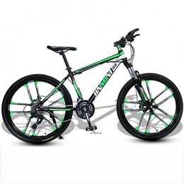 JLZXC Mountain Bike JLZXC Mountain Bike Mountain Bike, 26 Pollici Uomini / Donne Hardtail Bici, Acciaio al Carbonio Telaio Doppio Disco Freno E Sospensione Anteriore (Color : Black+Green, Size : 24 Speed)