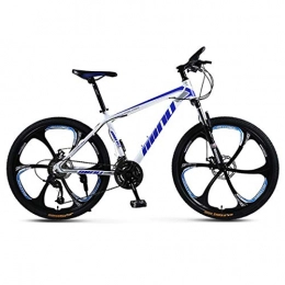 JLZXC Mountain Bike JLZXC Mountain Bike Mountain Bike, Acciaio al Carbonio Telaio Hardtail Biciclette Mountain, Doppio Disco Freno E Sospensione Anteriore, 26 Pollici Ruote (Color : Blue, Size : 27-Speed)