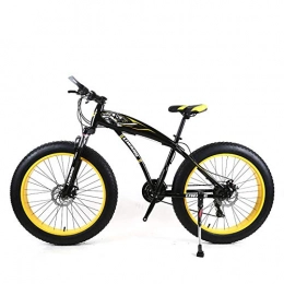 KNFBOK Mountain Bike KNFBOK bici da passeggio uomo Bicicletta da studente da 21 pollici da 26 pollici con disco largo per pneumatici, ammortizzatore, bicicletta per studenti, acciaio al carbonio, nero, giallo, adatto per neve, strade, spiagge, ecc.