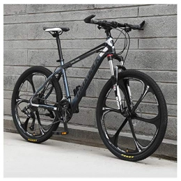 KXDLR Bici KXDLR 21 velocità Mountain Bike 26 Pollici A 6 Razze Ruota Anteriore Sospensione Doppio Freno A Disco MTB della Bicicletta, Grigio