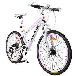 LLF Bici LLF Biciclette, Bici da Montagna Rosa, velocità Variabile, Ruote 24 / 26 Pollici, Telaio in Alluminio, Freni A Doppio Disco Bicycle Shock Assorbimento Mountain Bike(Size:24 Speed, Color:24inch)