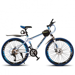 MICAKO Mountain Bike MICAKO Bici Bicicletta Mountain Bike, Pollici Full Susp Biammortizzata, Doppio Ammortizzatore, 24 / 27 di Cambio Professionale, Telaio in Acciaio al Carbonio, Freno a Disco, Blu, 24Speed