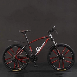 MJY Bici MJY Bicicletta, 26 pollici 21 / 24 / 27 / 30 velocità mountain bike, mountain bike coda dura, bicicletta leggera con sedile regolabile, doppio freno a disco 6-6, Nero rosso, 30 velocità