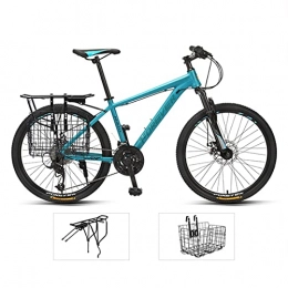 Great Mountain Bike Mountain Bike, 26 " / 24" Adult Student Bike Mountain Bike, 27 Velocità Bicicletta Anteriore E Posteriore Doppio Disco Freni A Disco Bikes Road Bikes Telaio In Lega Di Allu(Size:24 inches , Color:Blu)