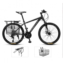 Great Mountain Bike Mountain Bike, 26 " / 24" Adult Student Bike Mountain Bike, 27 Velocità Bicicletta Anteriore E Posteriore Doppio Disco Freni A Disco Bikes Road Bikes Telaio In Lega Di Allu(Size:24 inches , Color:Nero)