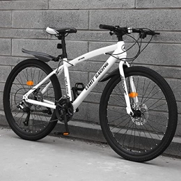 Great Mountain Bike Mountain Bike, 26 "adulti Della Ruota Mountain Bike, Biciclette Da Strada In Acciaio Ad Alta Carbonio 21 / 24 / 77 Velocità Sospensione Piena Bicicletta Da Mountain Bike Doppia(Size:24 speed , Color:White)