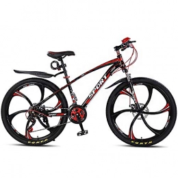 Amcerd Mountain Bike Mountain Bike, 26 Inches Unisex Acciaio al Carbonio 21 velocit Doppio Freno Estiva per Viaggi Estivi Bicicletta per Studenti Rosso Section CPneumatico a Sei Foglie