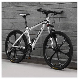 Mnjin Bici Mountain Bike a 27 velocità per Sport all'aperto Sospensione Anteriore Mountain Bike con Freni a Doppio Disco Telaio in Alluminio da 26", Bianco