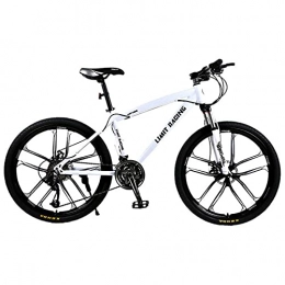 Great Mountain Bike Mountain Bike, Adulti Mens Mountain Bike 26 "ruote A 10 Razze Telaio In Acciaio Al Carbonio 21 / 24 / 27 Velocità Bicicletta A Sospensione Integrale Bicicletta Doppia Freno A D(Size:21 speed , Color:White)