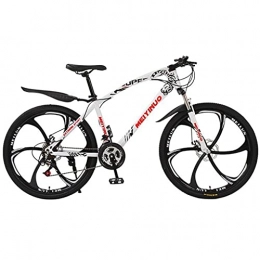 T-Day Mountain Bike Mountain Bike Bicicletta MTB 26 Ruote Mountain Bike Dual Suspension Mtb Per Adulti Doul Disc Freni 21 / 24 / 27 Velocità Bicicletta Da Uomo Per Un Percorso, Sentiero E Montagne(Size:27 Speed, Color:bianca)