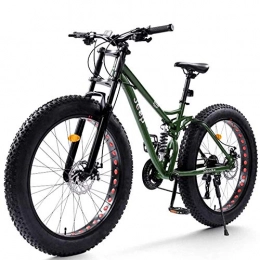 giyiohok Bici Mountain bike da 26 pollici con doppia sospensione per adulti Uomo Donna Pneumatici grassi Freni a disco meccanici antiscivolo Bicicletta da montagna All Terrain High carbon-21 velocità_verde