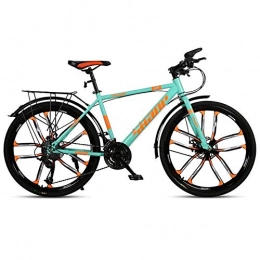 RSJK Bici Mountain Bike da Esterno Bicicletta da Fuoristrada Unisex per, 21 Sistema di Cambio Ruote da 26 Pollici Freni a Disco Anteriori e Posteriori@10 coltelli Ruota faggio Verde_21 Sistema di Cambio 2