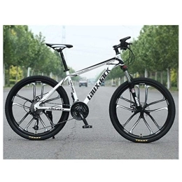 Mnjin Mountain Bike Mountain Bike da Esterno con sospensioni Anteriori da 30 Marce MTB da 26", Ruota a Raggi 26" 10 con Doppio Freno a Olio e Telaio in Acciaio al Carbonio, Bianco