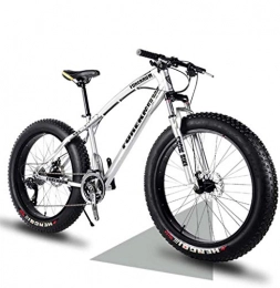 giyiohok Bici Mountain bike hardtail da 26 pollici con pneumatici grassi per adulti Uomo Donna Mountain Trail Bike con sospensione anteriore Freni a disco Montagna in acciaio al carbonio-24Speed_Raggio d'argento