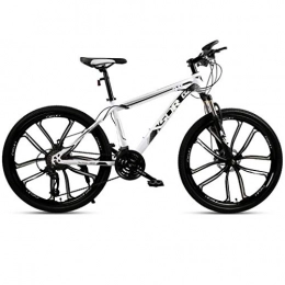 JLZXC Mountain Bike Mountain Bike Mountain Bike, Biciclette Telaio Acciaio Al Carbonio, Doppio Freno A Disco Anteriore Sospensione Antiurto, 26 Pollici Della Rotella Di Magnetico ( Color : White+Black , Size : 21-speed )