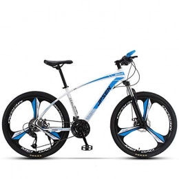 RSJK Bici Mountain bike per adulti 24 velocit 24-26 pollici mountain bike a doppio shock freni a disco ragazzi e ragazze bici nero rosso@[Versione ammiraglia a tre coltelli] bianco e blu_24 velocit 26 polli