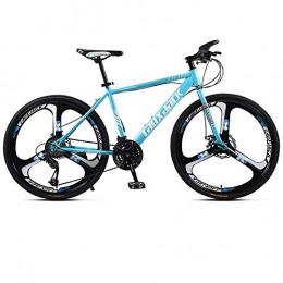 RSJK Bici Mountain bike per adulti Biciclette da corsa campestre Biciclette per studenti e studentesse Sistema a 21 velocità da 26 pollici Freni a doppio disco Giallo a una ruota@3 coltelli - blu_26 pollici 21