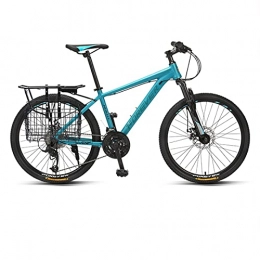 Great Mountain Bike Mountain Bike, Studente 26 " / 24" Mountain Bike, 27 Velocità Bicicletta Doppia Freni A Disco Bikes Road Bikes In Lega Di Alluminio Telaio Pombuter Bike Con Cestino Pieghev(Size:26 inches, Color:Blu)