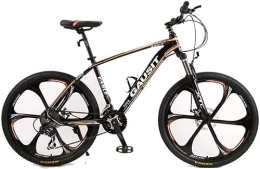 Generic Bici Mountain Bike Unisex Hardtail Mountain Bike 24 / 27 / 30 velocità 26 Pollici Ruote a 6 Razze Telaio in Alluminio Bicicletta con Freni a Disco e Forcella Ammortizzata, Arancione, 30 velocità