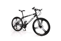 Generic Bici Mountain Bike Unisex Mountain Bike 21 / 24 / 27 / 30 velocità Telaio in Acciaio al Carbonio da 26 Pollici Ruote a 3 Razze Bicicletta Doppio Freno a Disco per Studente, Nero, 18 Pollici