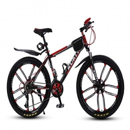 Domrx Mountain Bike Mountain Sports Bicycle 27 velocità 26 Pollici Ammortizzatore a Una Ruota Maschio e Femmina Bicicletta Fuoristrada per Adulti Doppio Freno a Disco-Nero Red_26inch_27